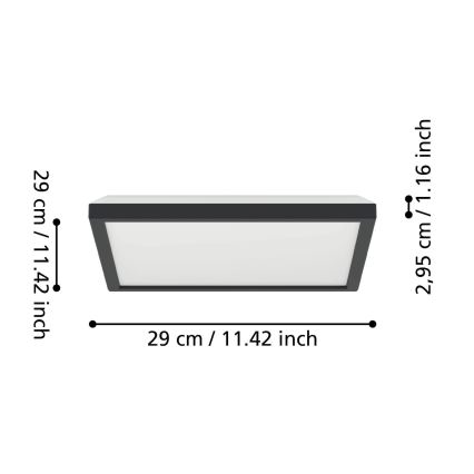 Eglo - LED-kylpyhuoneen kattovalaisin LED/13,4W/230V 2700/4000/6500K 29x29 cm IP44 musta