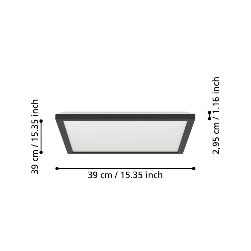 Eglo - LED-kylpyhuoneen kattovalaisin LED/17,6W/230V 2700/4000/6500K 39x39 cm IP44 musta
