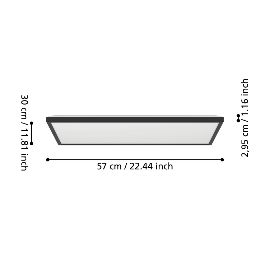 Eglo - LED-ulkokattovalaisin LED/17,2W/230V 2700/4000/6500K 30x57 cm IP44 musta