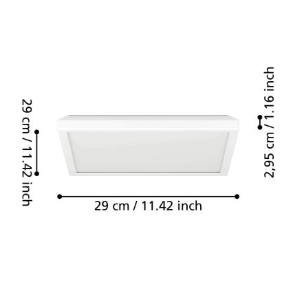 Eglo - LED-kylpyhuoneen kattovalaisin LED/13,4W/230V 2700/4000/6500K 29x29 cm IP44 valkoinen