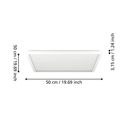 Eglo - LED-ulkokattovalaisin LED/17W/230V 2700/4000/6500K 50x50 cm IP44 valkoinen