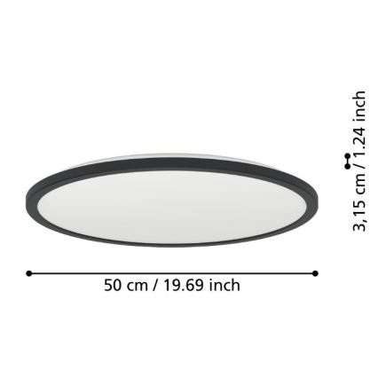 Eglo - LED Himmennettävä ulko katto kevyt LED/16,8W/230V 2700-6500K halkaisija 50 cm IP44 musta + kauko-ohjaus