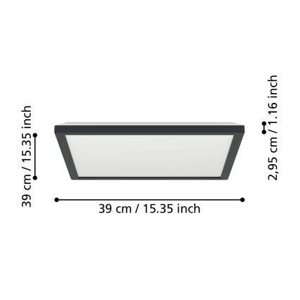 Eglo - LED Himmennettävä ulko katto kevyt LED/17,6W/230V 2700-6500K 39x39 cm IP44 musta + kauko-ohjaus