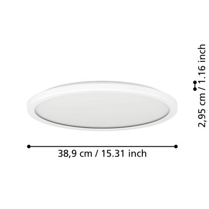 Eglo - LED Himmennettävä ulko katto kevyt LED/18,5W/230V 2700-6500K halkaisija 38,9 cm IP44 valkoinen + kauko-ohjaus