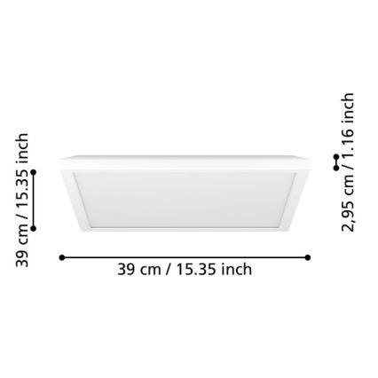 Eglo - LED Himmennettävä ulko katto kevyt LED/17,6W/230V 2700-6500K 39x39 cm IP44 valkoinen + kauko-ohjaus