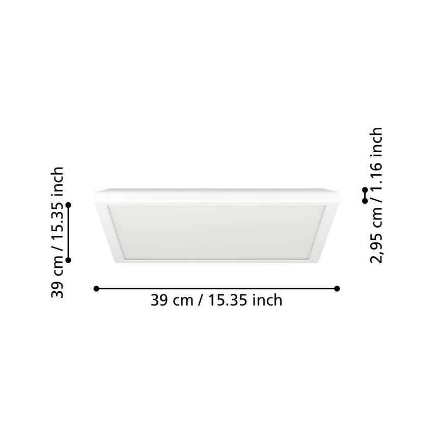 Eglo - LED Himmennettävä ulko katto kevyt LED/17,6W/230V 2700-6500K 39x39 cm IP44 valkoinen + kauko-ohjaus