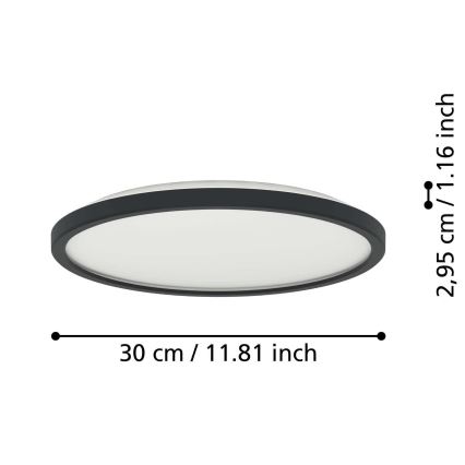 Eglo - LED RGBW Himmennettävä ulko katto kevyt LED/13,9W/230V 2700-6500K halkaisija 30 cm IP44 musta ZigBee