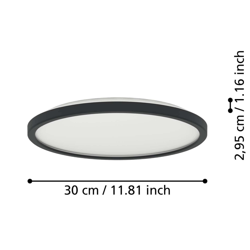 Eglo - LED RGBW Himmennettävä ulko katto kevyt LED/13,9W/230V 2700-6500K halkaisija 30 cm IP44 musta ZigBee