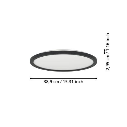 Eglo - LED RGBW Himmennettävä ulko katto kevyt LED/18,5W/230V 2700-6500K halkaisija 38,9cm IP44 musta ZigBee