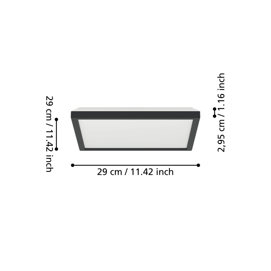 Eglo - LED RGBW Himmennettävä ulko katto kevyt LED/13,4W/230V 2700-6500K 29x29 cm IP44 musta