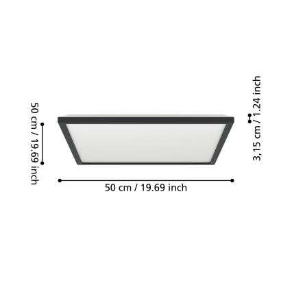 Eglo - LED RGBW Himmennettävä ulko katto kevyt LED/17W/230V 2700-6500K 50x50cm IP44 musta ZigBee