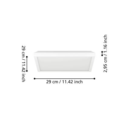 Eglo - LED RGBW Himmennettävä ulko katto kevyt LED/13,4W/230V 2700-6500K 29x29 cm IP44 valkoinen ZigBee