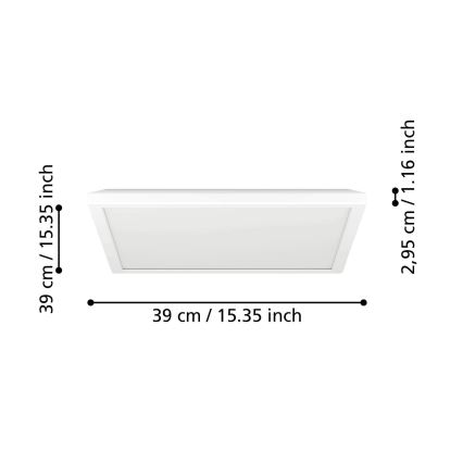 Eglo - LED RGBW Himmennettävä ulko katto kevyt LED/17,6W/230V 2700-6500K 39x39 cm IP44 valkoinen ZigBee