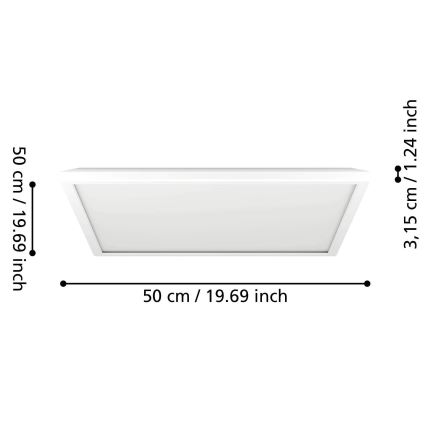 Eglo - LED RGBW Himmennettävä ulko katto kevyt LED/17W/230V 2700-6500K 50x50 cm IP44 valkoinen ZigBee