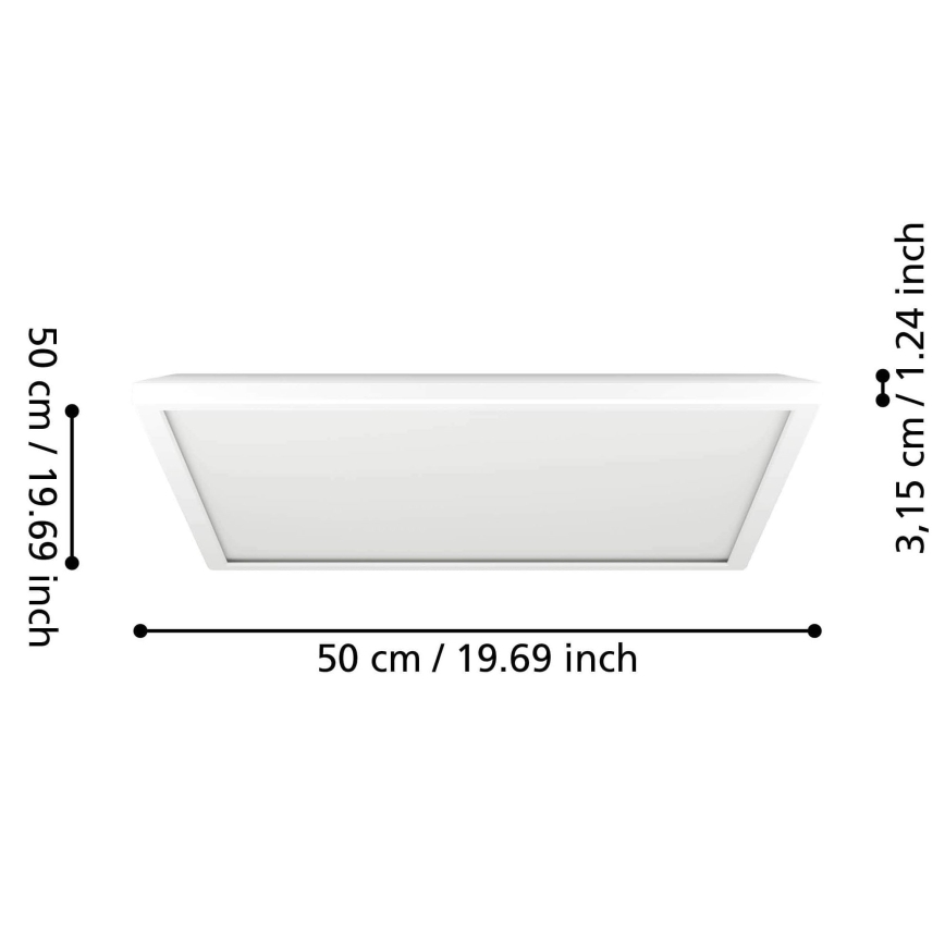 Eglo - LED RGBW Himmennettävä ulko katto kevyt LED/17W/230V 2700-6500K 50x50 cm IP44 valkoinen ZigBee