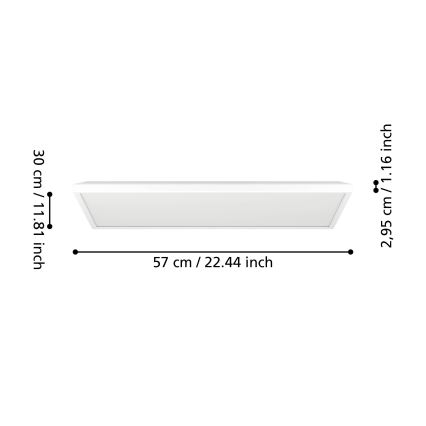Eglo - LED RGBW Himmennettävä ulko katto kevyt LED/17,2W/230V 2700-6500K 30x57cm IP44 valkoinen ZigBee