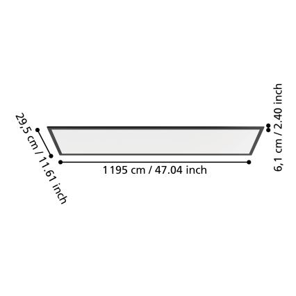 Eglo - Pinta-asennettava LED-paneeli LED/33W/230V 2700/4000/6500K 120x30 cm musta