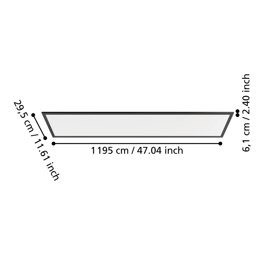 Eglo - Pinta-asennettava LED-paneeli LED/33W/230V 2700/4000/6500K 120x30 cm musta