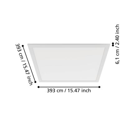 Eglo - LED-kattovalaisin LED/18,8W/230V 2700/4000/6500K 40x40 cm valkoinen