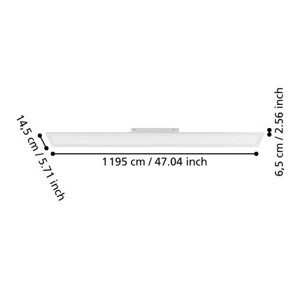 Eglo - himmennettävä pintavalaisin LED/28,3W/230V 2700-6500K 120x15 cm valkoinen + kaukosäädin