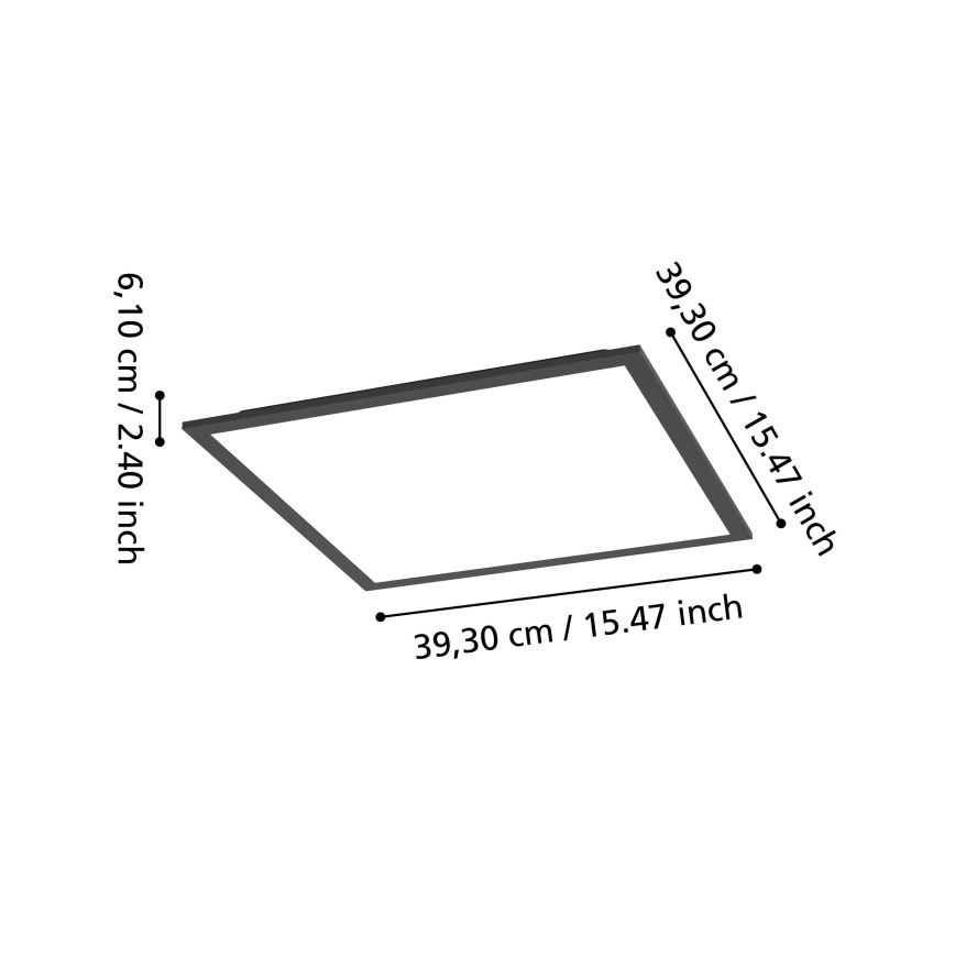 Eglo - LED RGBW himmennettävä kattovalaisin LED/19W/230V 2700-6500K 40x40 cm musta