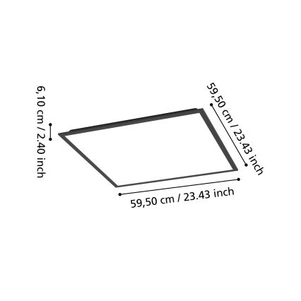 Eglo - LED RGBW himmennettävä pinta-asennettava LED-paneeli/33W/230V 2700-6500K 60x60 cm musta