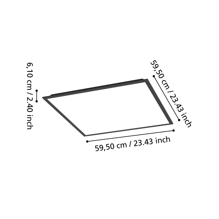 Eglo - LED RGBW himmennettävä pinta-asennettava LED-paneeli/33W/230V 2700-6500K 60x60 cm musta