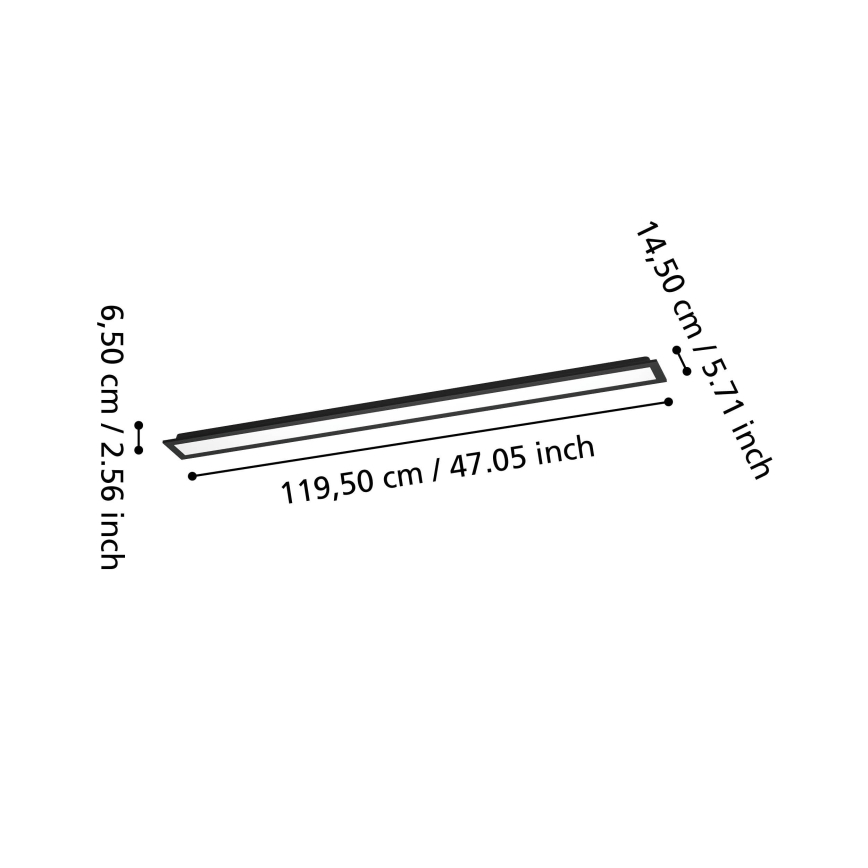 Eglo - LED RGBW himmennettävä pinta-asennettava paneeli, 28 W, 230 V, 2700–6500 K, 120 x 15 cm, musta