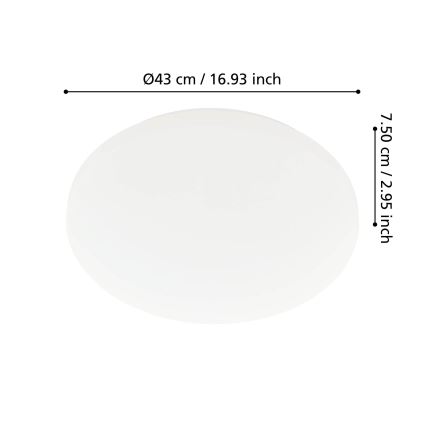 Eglo - LED-kylpyhuoneen kattovalaisin LED/36W/230V Ø 43 cm IP54 valkoinen