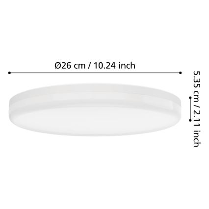 Eglo - LED-kattovalaisin kylpyhuoneeseen LED/16,5W/230V 2700/4000/6500K halkaisija 26 cm IP54 valkoinen