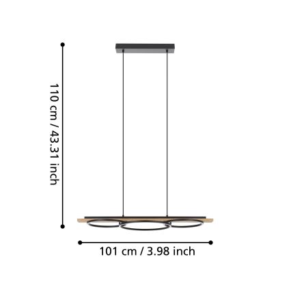 Eglo - Himennettävä LED-riippuvalaisin kaapelilla 2xLED/12,5W/230V+LED/15,5W 3000K beige/musta