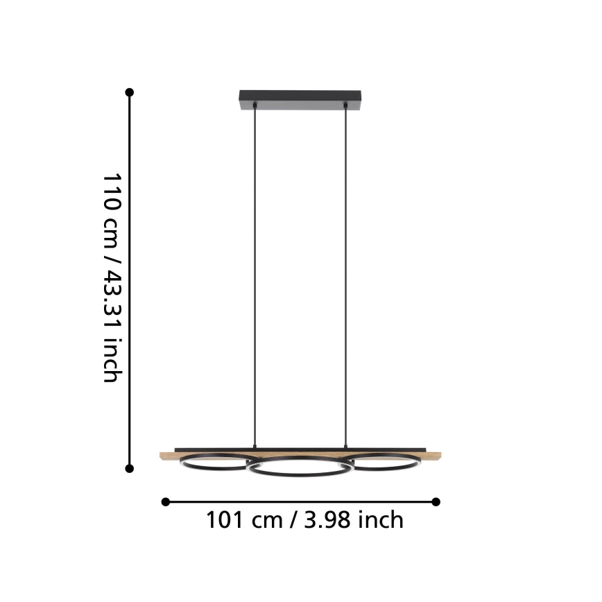 Eglo - Himennettävä LED-riippuvalaisin kaapelilla 2xLED/12,5W/230V+LED/15,5W 3000K beige/musta