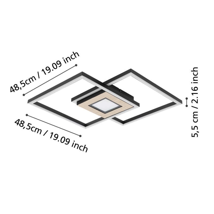 Eglo - LED-himmennettävä kattovalaisin 2xLED/17W/230V +LED/4,2W 2700-6500K + kaukosäädin