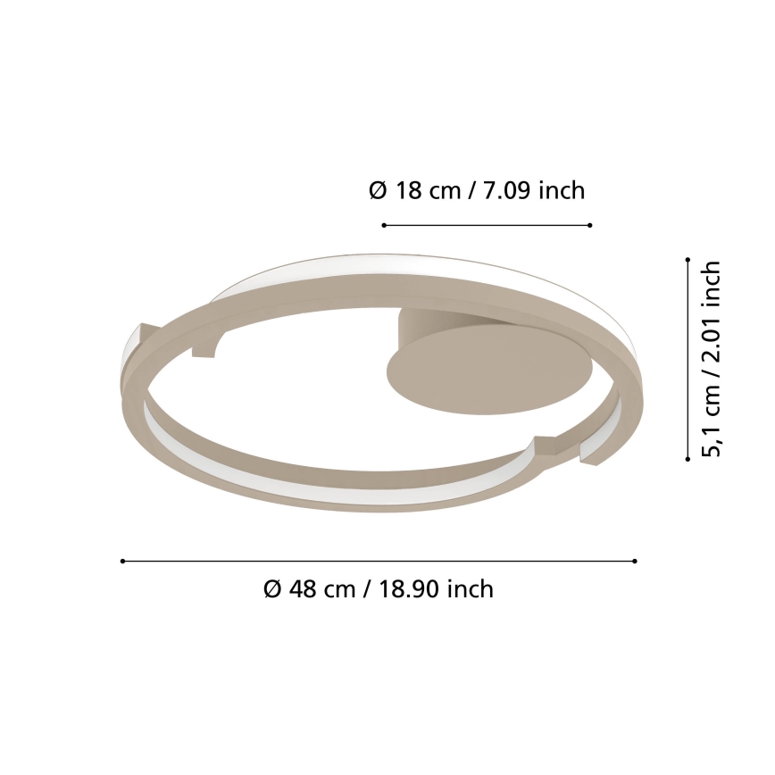 Eglo - Himennettävä LED-kattovalaisin 2xLED/20W/230V 2700-6500K halkaisija 48 cm beige + kaukosäädin