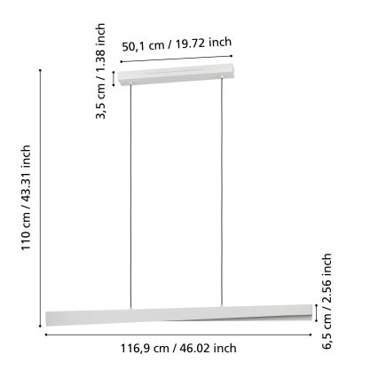 Eglo - LED RGBW himmennettävä riippuvalaisin vaijerilla LED/19W/230V 2700-6500K harmaa