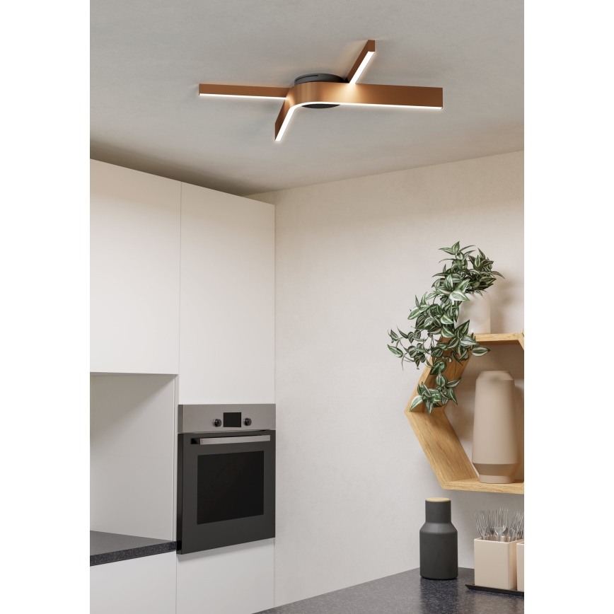 Eglo - LED RGBW himmennettävä kattovalaisin 2xLED/18W/230V kupari/musta