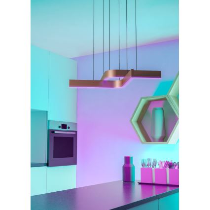 Eglo - himmennettävä LED RGBW -riippuvalaisin vaijerilla 2xLED/18W/230V kupari/musta
