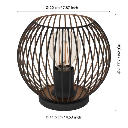 Eglo - Pöytälamppu 1xE27/60W/230V musta