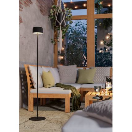Eglo - aurinkokennolla ladattava kosketuskäyttöinen lattiavalaisin LED/2,8 W/3,7 V 1800 mAh IP44 musta