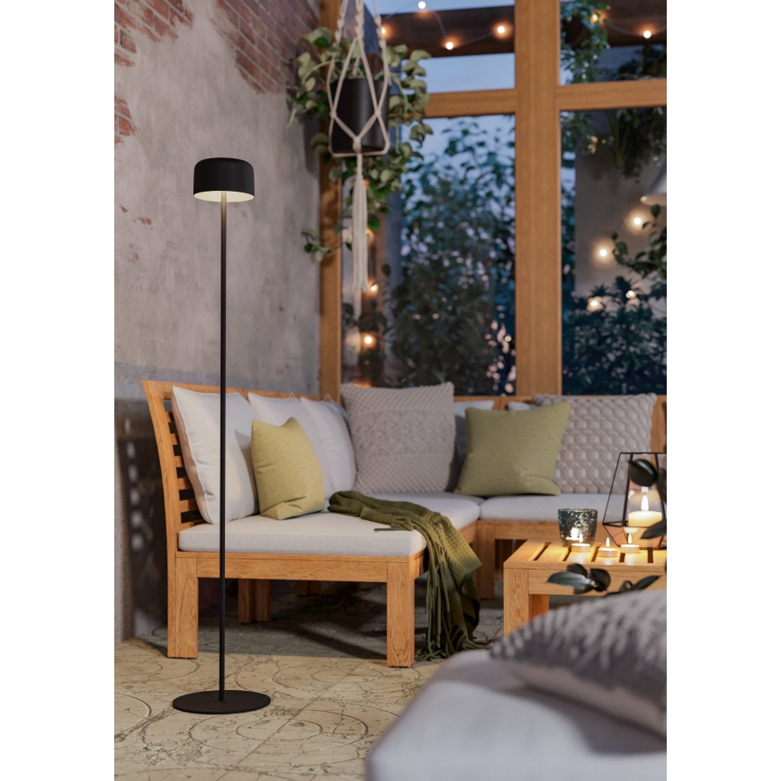 Eglo - aurinkokennolla ladattava kosketuskäyttöinen lattiavalaisin LED/2,8 W/3,7 V 1800 mAh IP44 musta