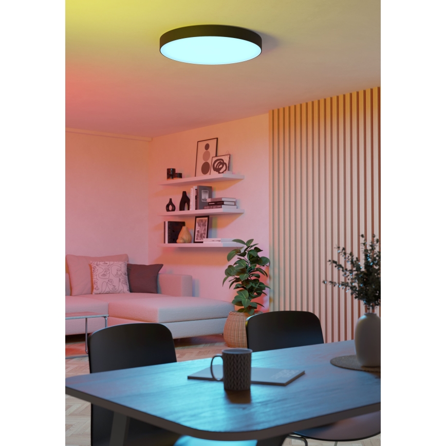 Eglo - LED RGBW himmennettävä kattovalaisin LED/36,5W/230V 2700-6500K halkaisija 69 cm musta