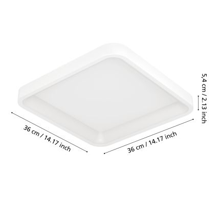 Eglo - LED RGBW himmennettävä kattovalaisin LED/20W/230V 2700-6500K 35x35 cm valkoinen