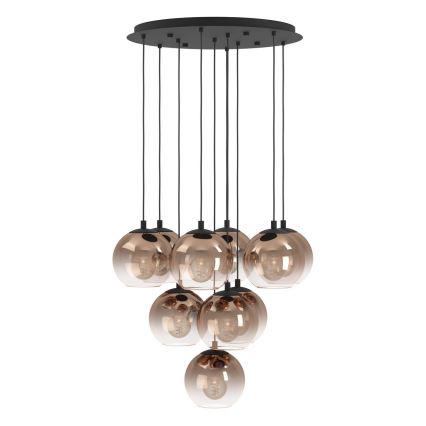 Eglo - Riippuvalaisin vaijerilla 10xE27/60W/230V musta/beige/savunharmaa