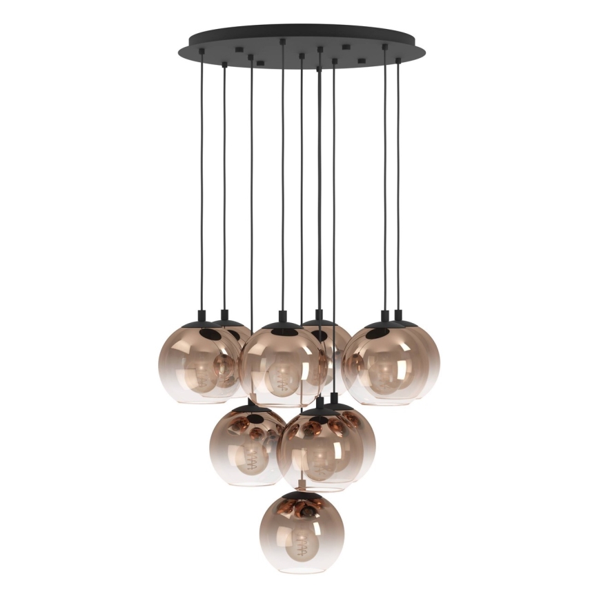 Eglo - Riippuvalaisin vaijerilla 10xE27/60W/230V musta/beige/savunharmaa