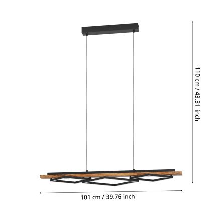 Eglo - himmennettävä LED-riippuvalaisin kaapelilla 2xLED/13W/230V + LED/16W musta/ruskea