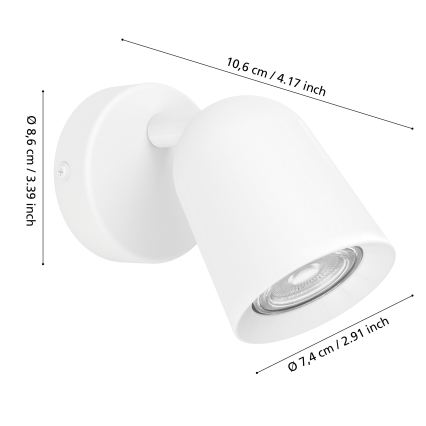 Eglo - Seinään asennettava kohdevalaisin 1xGU10/5W/230V valkoinen