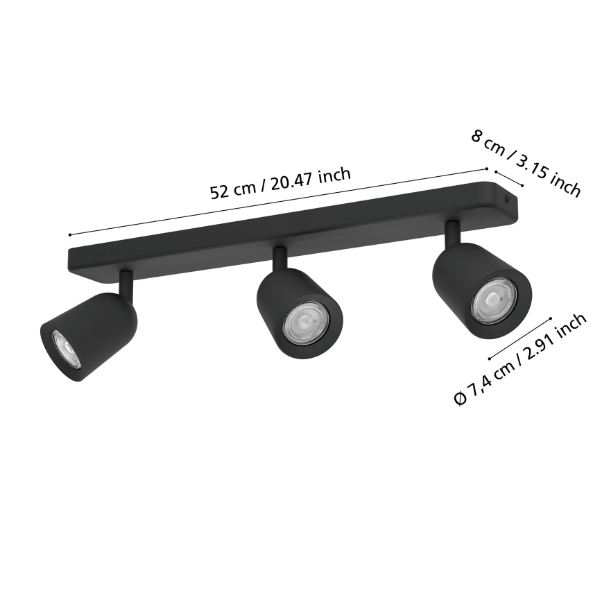 Eglo - Kohdevalaisin 3xGU10/10W/230V musta