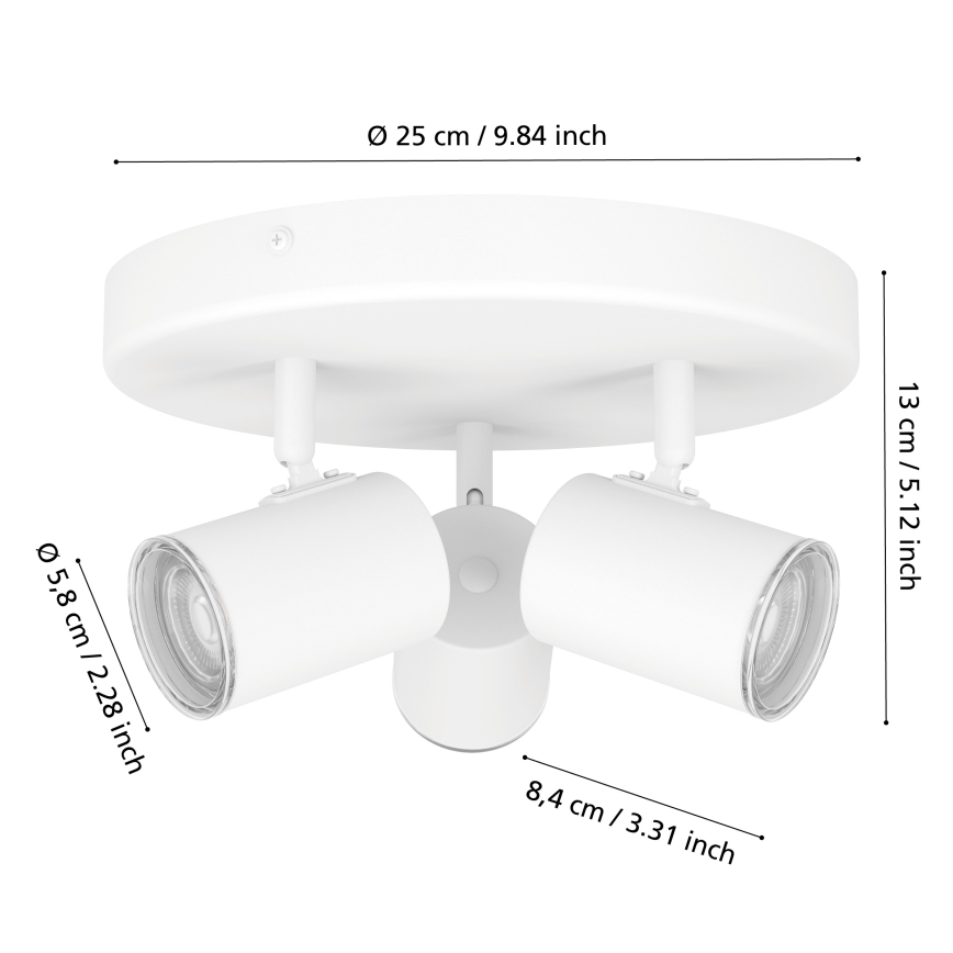 Eglo - kylpyhuoneen kohdevalaisin 3x GU10/5W/230V Ø 25 cm IP44 valkoinen
