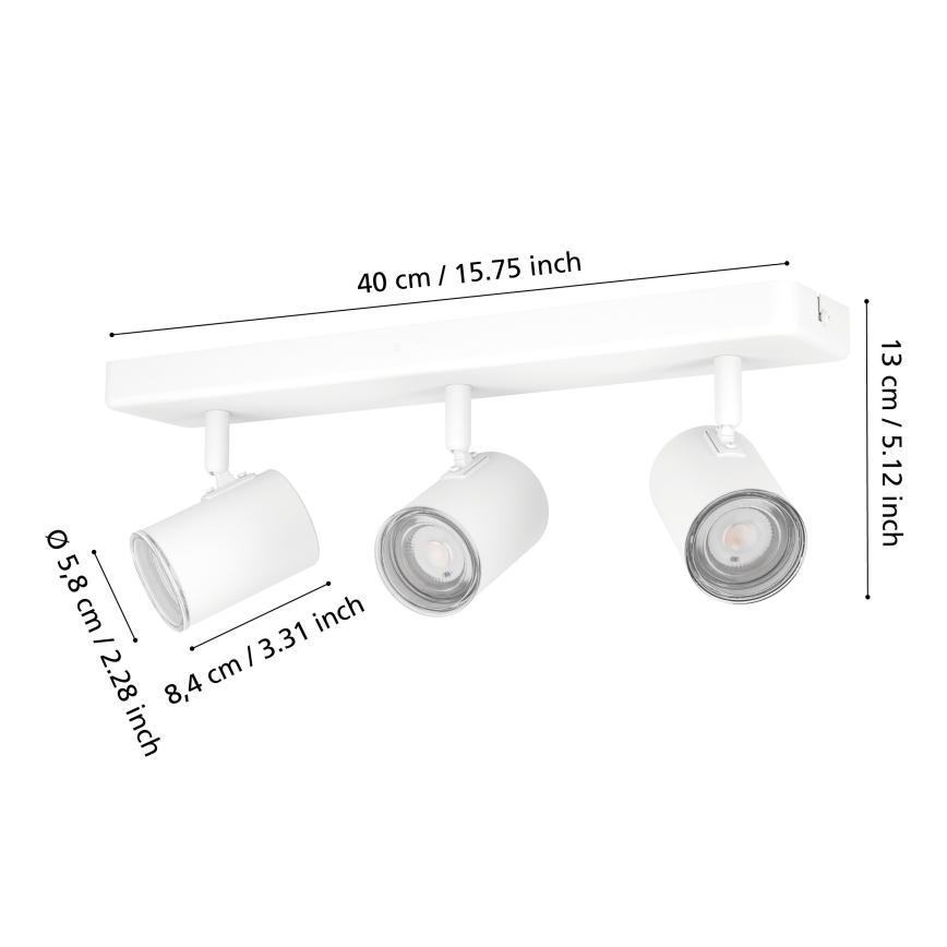 Eglo - Kylpyhuoneen spottivalaisin 3xGU10/5W/230V IP44 valkoinen