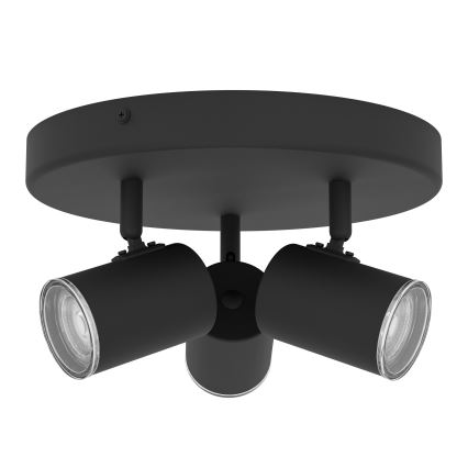 Eglo - Kylpyhuoneen spottivalaisin 3xGU10/5W/230V halkaisija 25 cm IP44 musta